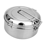 Maxbell 2x Stainless Steel Lunch Bags Round Lunch Box Food Bento Container Small