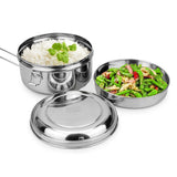 Maxbell 2x Stainless Steel Lunch Bags Round Lunch Box Food Bento Container Small