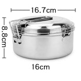 Maxbell 2x Stainless Steel Lunch Bags Round Lunch Box Food Bento Container Small
