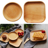 Maxbell Tea Serving Tray Food Dish Fruit Platter Dessert Wood Breakfast Plate Round - Aladdin Shoppers
