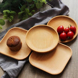 Maxbell Tea Serving Tray Food Dish Fruit Platter Dessert Wood Breakfast Plate Round - Aladdin Shoppers