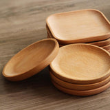 Maxbell Tea Serving Tray Food Dish Fruit Platter Dessert Wood Breakfast Plate Round - Aladdin Shoppers