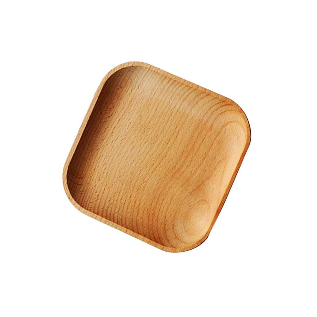 Maxbell Maxbell Tea Serving Tray Food Dish Fruit Platter Dessert Wood Breakfast Plate Square