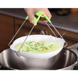3pcs Steel Plate Gripper Clip Foldable Dish Tong Anti Heat Bowl Clamp