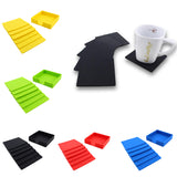 Square Drinks Coaster Silicone Cup Tea Mat Holder Mug Glasses Set Black