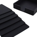 Square Drinks Coaster Silicone Cup Tea Mat Holder Mug Glasses Set Black