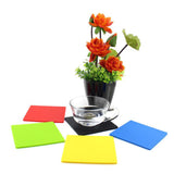 Square Drinks Coaster Silicone Cup Tea Mat Holder Mug Glasses Set Black