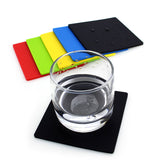 Square Drinks Coaster Silicone Cup Tea Mat Holder Mug Glasses Set Black