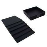 Square Drinks Coaster Silicone Cup Tea Mat Holder Mug Glasses Set Black