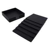 Square Drinks Coaster Silicone Cup Tea Mat Holder Mug Glasses Set Black