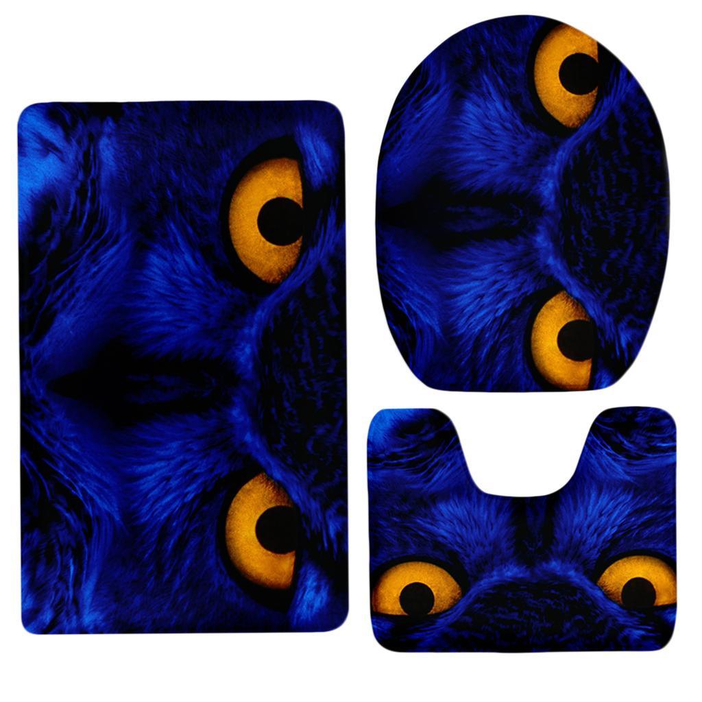 Maxbell Maxbell 3 Piece Animal Toilet Covers Set Flannel Mats Bathroom Rug Style 4