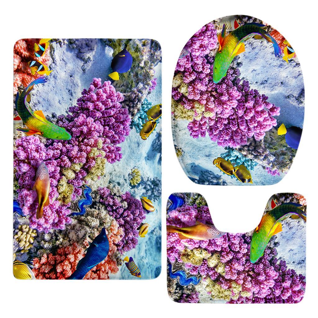 Maxbell Maxbell 3 Piece Animal Toilet Covers Set Flannel Mats Bathroom Rug Style 13