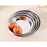 Maxbell Hotel Stainless Steel Tableware Round Dinner Plate Food Container 24CM - Aladdin Shoppers