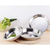 Maxbell Hotel Stainless Steel Tableware Round Dinner Plate Food Container 24CM - Aladdin Shoppers