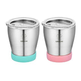 2 Pieces Stainless Steel Cup Outdoor Coffee Tea Juice Water Drinks Mug Green