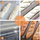 Perforated Baguette Pan French Bread Tray Wave Loaf Mold Black 2 Gutters