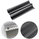 Perforated Baguette Pan French Bread Tray Wave Loaf Mold Black 2 Gutters