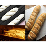 Perforated Baguette Pan French Bread Tray Wave Loaf Mold Black 4 Gutters