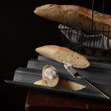 Perforated Baguette Pan French Bread Tray Wave Loaf Mold Black 4 Gutters