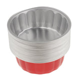 Maxbell Disposable Aluminum Foil Cups for Muffin Cupcake Bake Ramekin Cup  Red