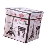 Maxbell Foldable Storage Ottonmans Box Chest Seat Food Stool Eiffel Tower