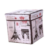 Maxbell Foldable Storage Ottonmans Box Chest Seat Food Stool Eiffel Tower