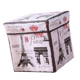 Maxbell Foldable Storage Ottonmans Box Chest Seat Food Stool Eiffel Tower