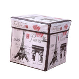 Maxbell Foldable Storage Ottonmans Box Chest Seat Food Stool Eiffel Tower