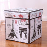 Maxbell Foldable Storage Ottonmans Box Chest Seat Food Stool Eiffel Tower