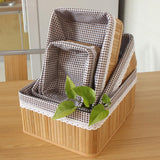 Maxbell Weaving Storage Basket Bamboo Handmade Snacks Toys Storage Box 20x16x10cm