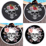 Maxbell Skull Pattern Round Beach Towel Tapestry Yoga Beach Mat Blanket Skull 1