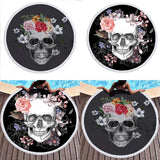 Maxbell Skull Pattern Round Beach Towel Tapestry Yoga Beach Mat Blanket Skull 1