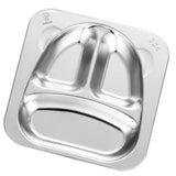 Maxbell Maxbell Stainless Steel Compartment Food Serving Dish Tray Kids Dinner Plate 3 Cell