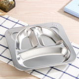 Maxbell Stainless Steel Compartment Food Serving Dish Tray Kids Dinner Plate 3 Cell - Aladdin Shoppers