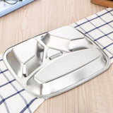 Maxbell Stainless Steel Compartment Food Serving Dish Tray Kids Dinner Plate 4 Cell - Aladdin Shoppers