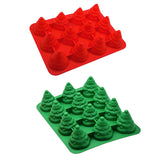Maxbell 12 Holes Silicone Cake Mold Fondant Decorating Mould Christmas Tree Red