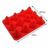 Maxbell 12 Holes Silicone Cake Mold Fondant Decorating Mould Christmas Tree Red