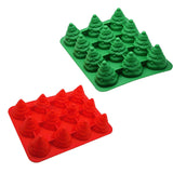 Maxbell 12 Holes Silicone Cake Mold Fondant Decorating Mould Christmas Tree Red