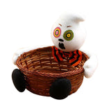 Maxbell Rattan Storage Container Halloween Candy Basket Party Decor Organizer White Ghost