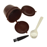 Maxbell 2Pcs Refillable Coffee Capsules Refilling Reusable Coffee Pods Spoon Brush