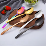Maxbell Outdoor Stainless Steel Spoon Spork Practical Cutlery Flatware Rose Gold