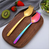 Maxbell Outdoor Stainless Steel Spoon Spork Practical Cutlery Flatware Colorful