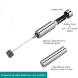 Maxbell Electric Milk Frother Hand Pump Foamer Mesh Maker Creamer Brush Storage Tube, Stainless Steel, Cocoa Shaker - Art Stencils - Aladdin Shoppers