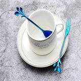 Salad Forks Stainless Steel Flatware Appetizer Dessert Forks Blue