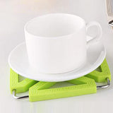Kitchen Trivet Mat Adjustable Stainless Steel Silicone Pot Holder Table Pad Green