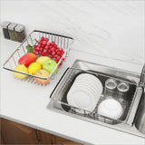 Stainless steel Expandable Sink Dish Drainer Vegetable Fruit Storage Basket