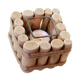 Maxbell Retro Natural Wooden Art Candle Holder Candlestick- Country Style Decor Dinner Atmosphere Decoration with Candle Cup - Aladdin Shoppers