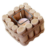 Maxbell Retro Natural Wooden Art Candle Holder Candlestick- Country Style Decor Dinner Atmosphere Decoration with Candle Cup - Aladdin Shoppers