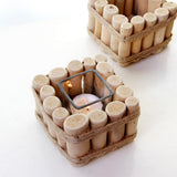 Maxbell Retro Natural Wooden Art Candle Holder Candlestick- Country Style Decor Dinner Atmosphere Decoration with Candle Cup - Aladdin Shoppers