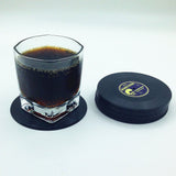 Maxbell Creative 6pcs Cup Mat Pad Record Anti-skid Coasters Placemat Dia10.5cm Black